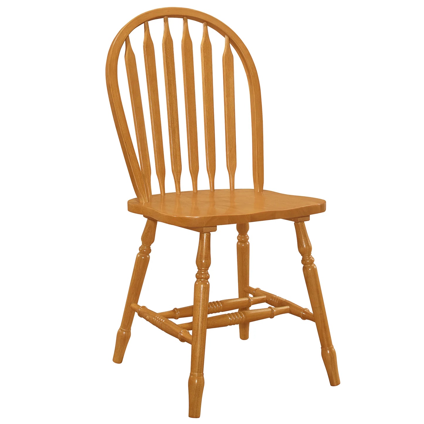 Wooden chair with spindle back design on a white background