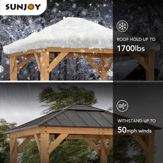 Cedar Framed Hardtop Gazebo Outdoor Patio Garden Shade