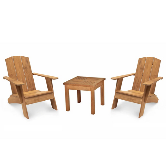Bainbridge Teak Patio Adirondack Lounge Set 3PC