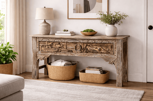 Tortoise Wooden Metal-Fitted Console
