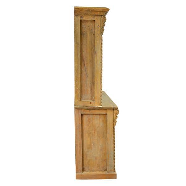 A tall, narrow wooden cabinet or hutch in a light natural wood finish, shown from the side against a plain white background.