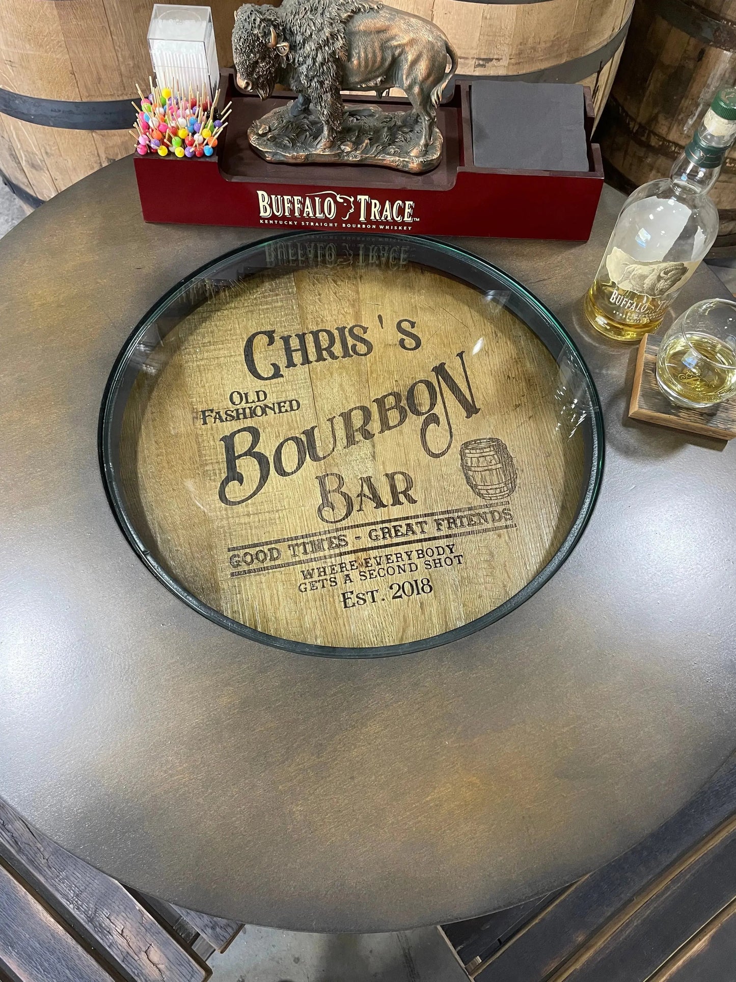 Pub Table Custom Bourbon Barrel