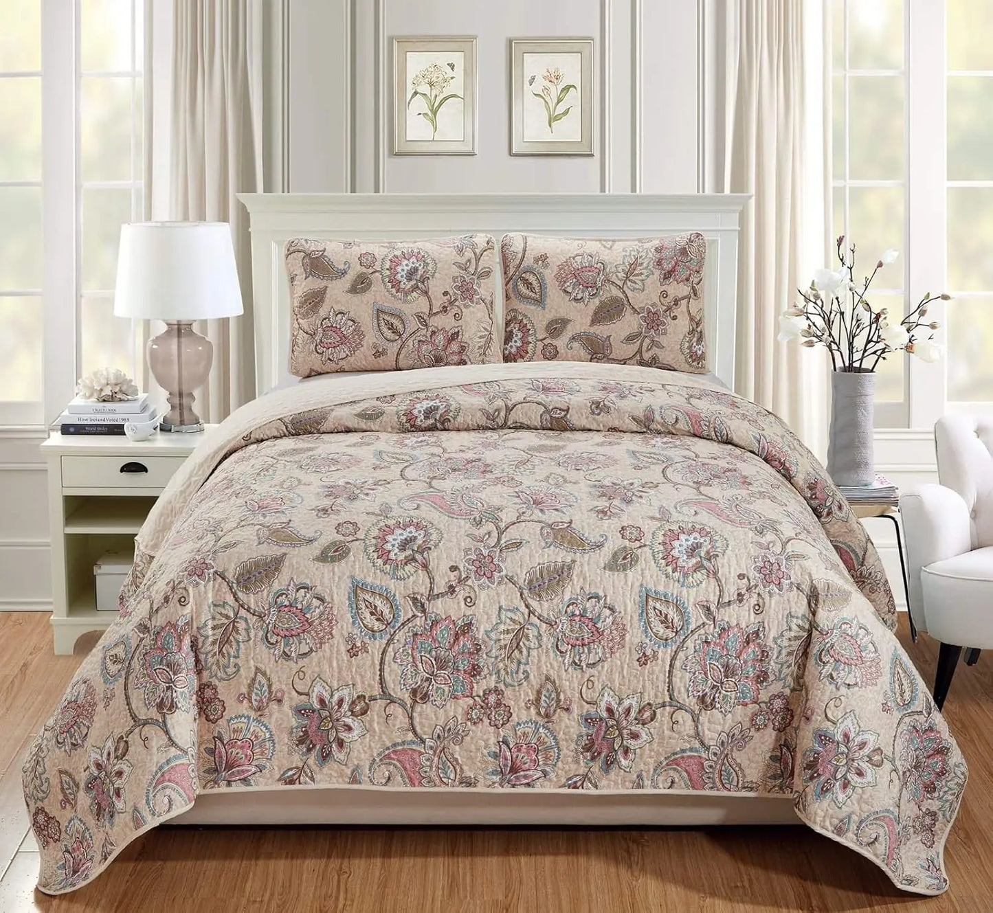 King Quilted Reversible Coverlet Bedspread Set | Cozy Complete Homes