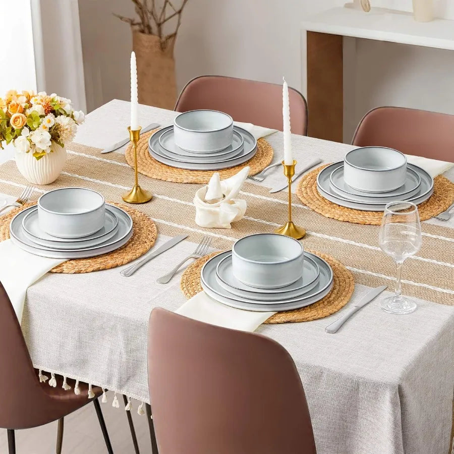 24 Piece Stoneware Tableware Dishes Set | Cozy Complete Homes