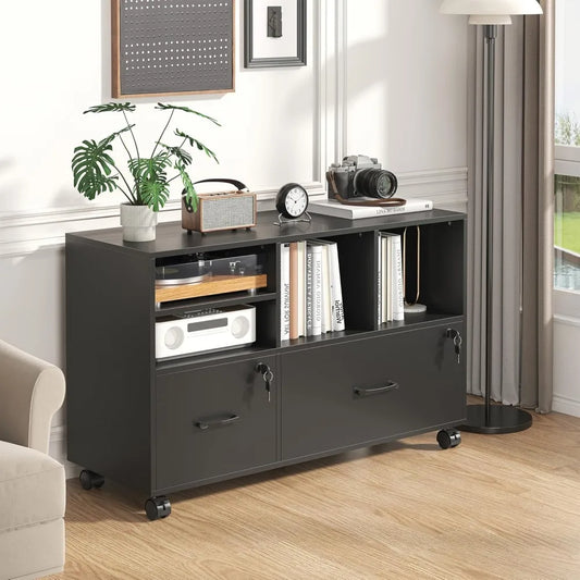Wooden Lateral File Cabinet with Lock | Cozy Complete Homes