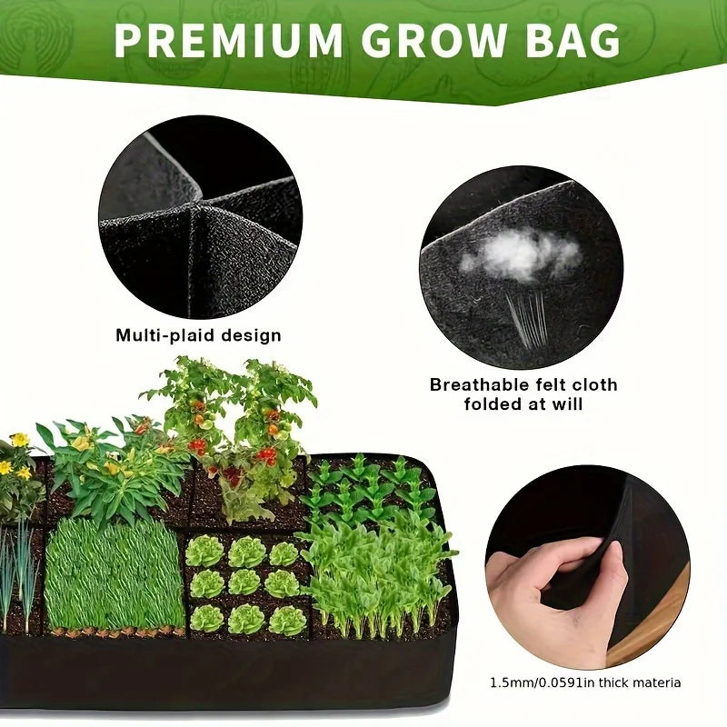128-Gallon Large Raised Garden Bed - 8-Grid Fabric Grow Bag