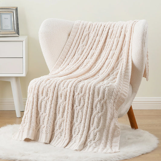 CozyHome™ Luxury Chunky Chenille Throw – Hand-Woven Softness