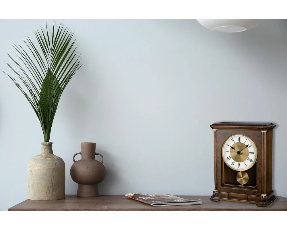 Classic Walnut Mantel Clock - Silent Movement | Cozy Complete Homes
