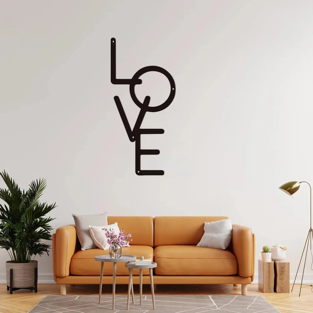 Vertical 'LOVE' Metal Wall Art Decor | Cozy Complete Homes