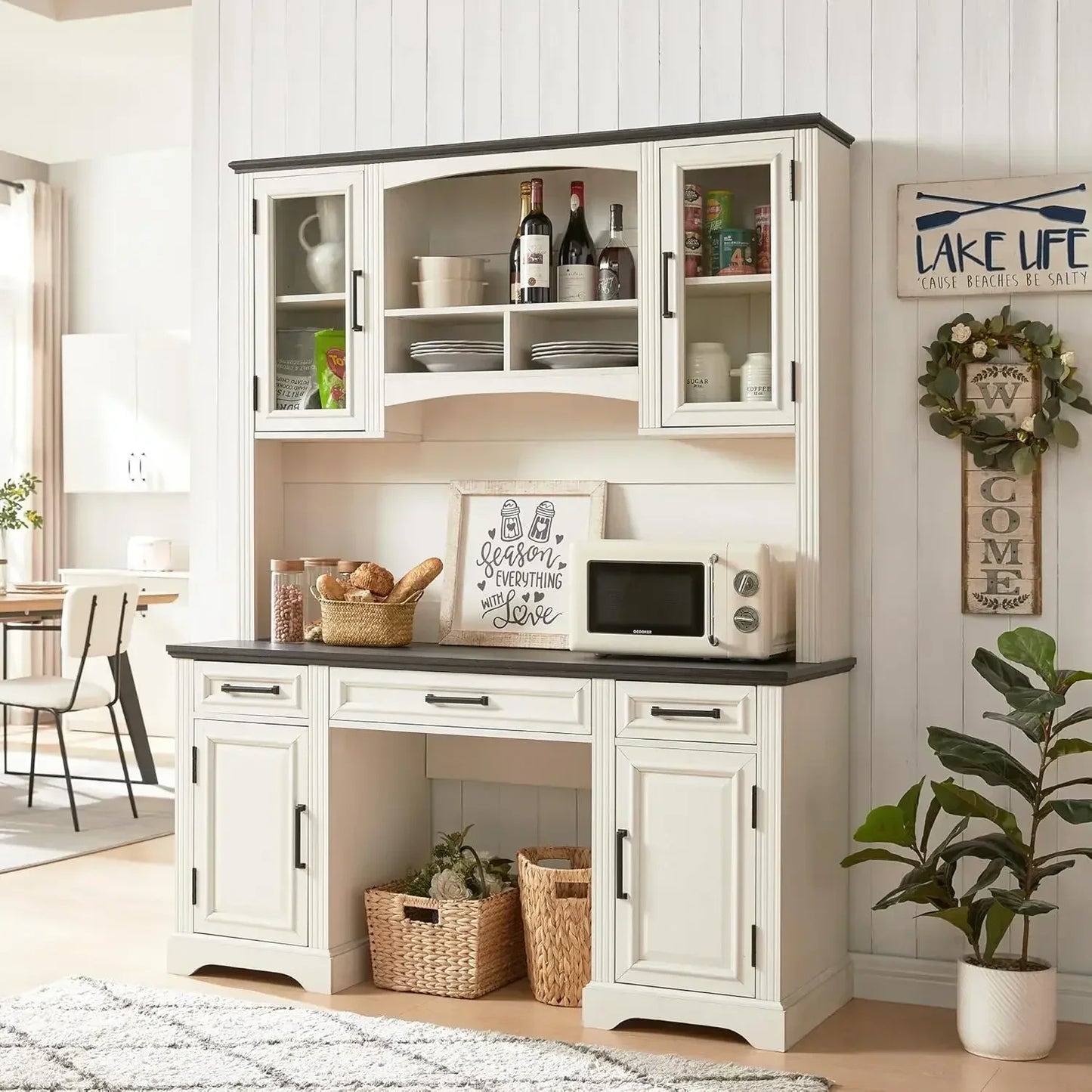 Farmhouse Computer Desk with Hutch (76" Height) | Cozy Complete Homes
