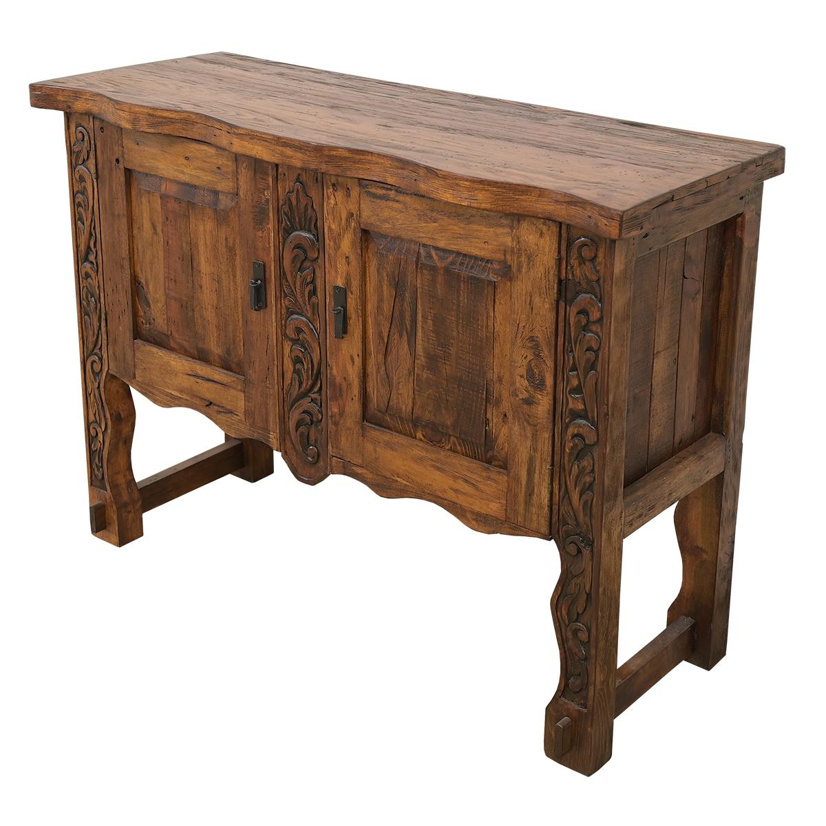 Carved rustic wood console