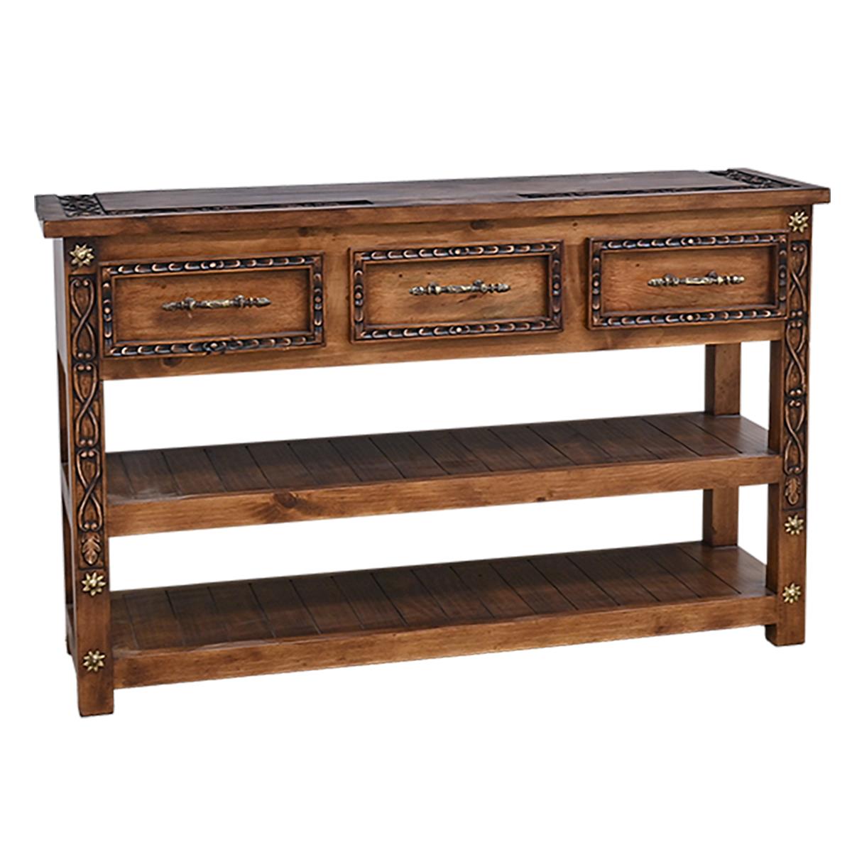 Carved Three Drawer Console
