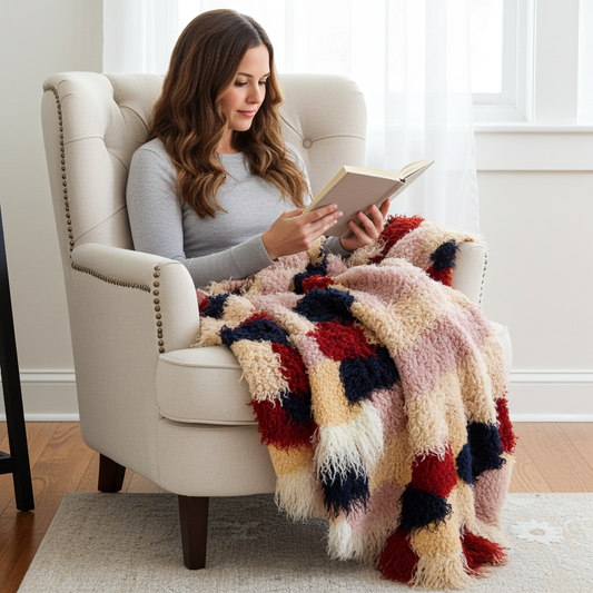 Fanciful Boho Plush Handmade Luxury Faux Fur Throw