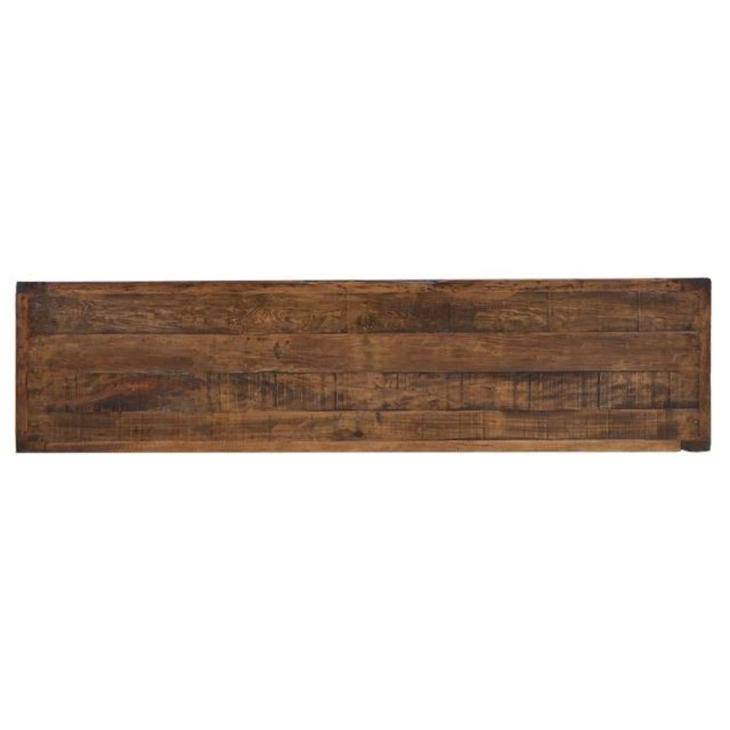 Long rectangular wooden panel with a rustic finish on a white background