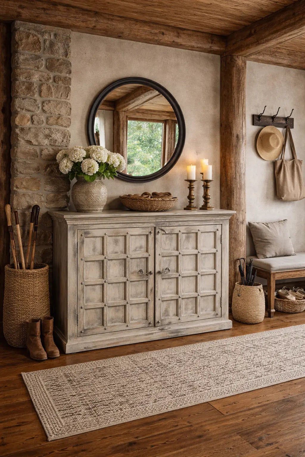 Dale Distressed Antique Sideboard Handcrafted from Solid Mango Wood CozyCompleteHome.com