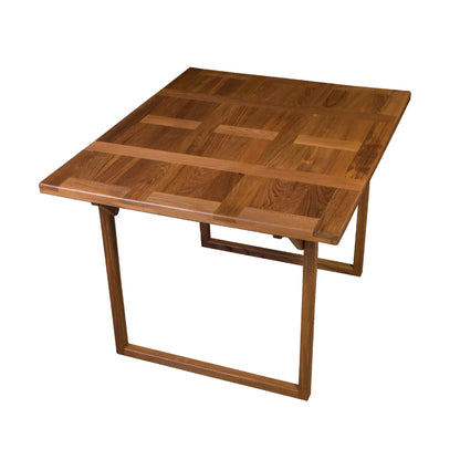 Wooden table with a checkered pattern on a white background