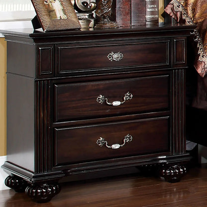 Traditional Solid Wood 3-Drawer Nightstand | Dark Walnut Gallery La La