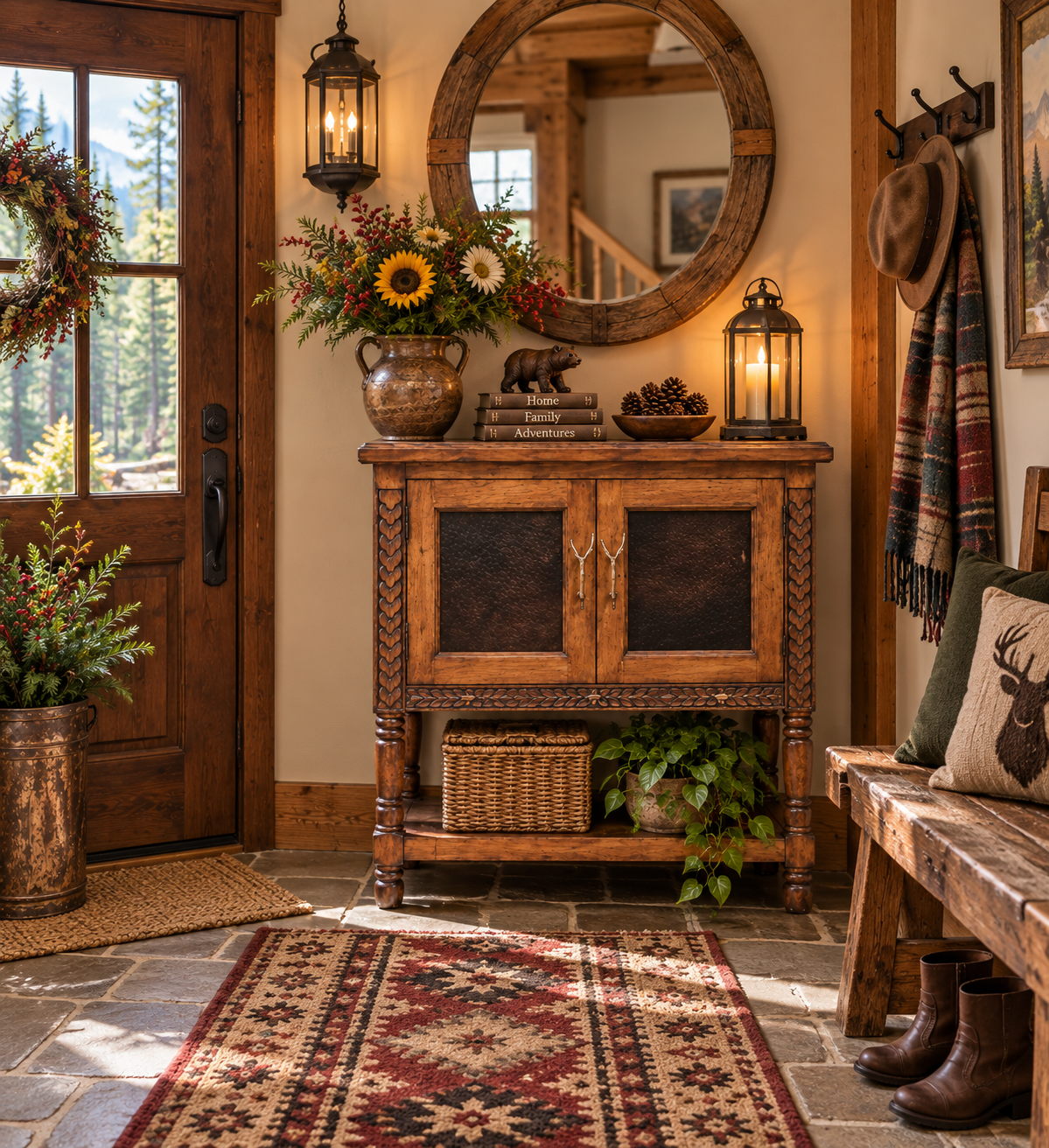 Rustic Solid Wood Accent Cabinet