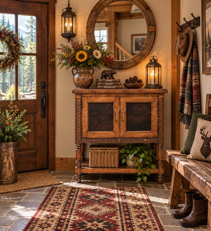 Rustic Solid Wood Accent Cabinet