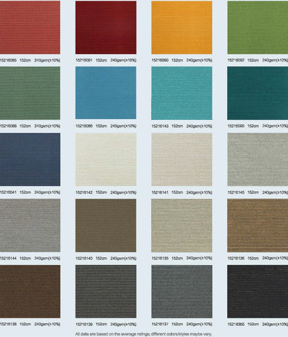 Color swatch chart with various textured fabric samples.