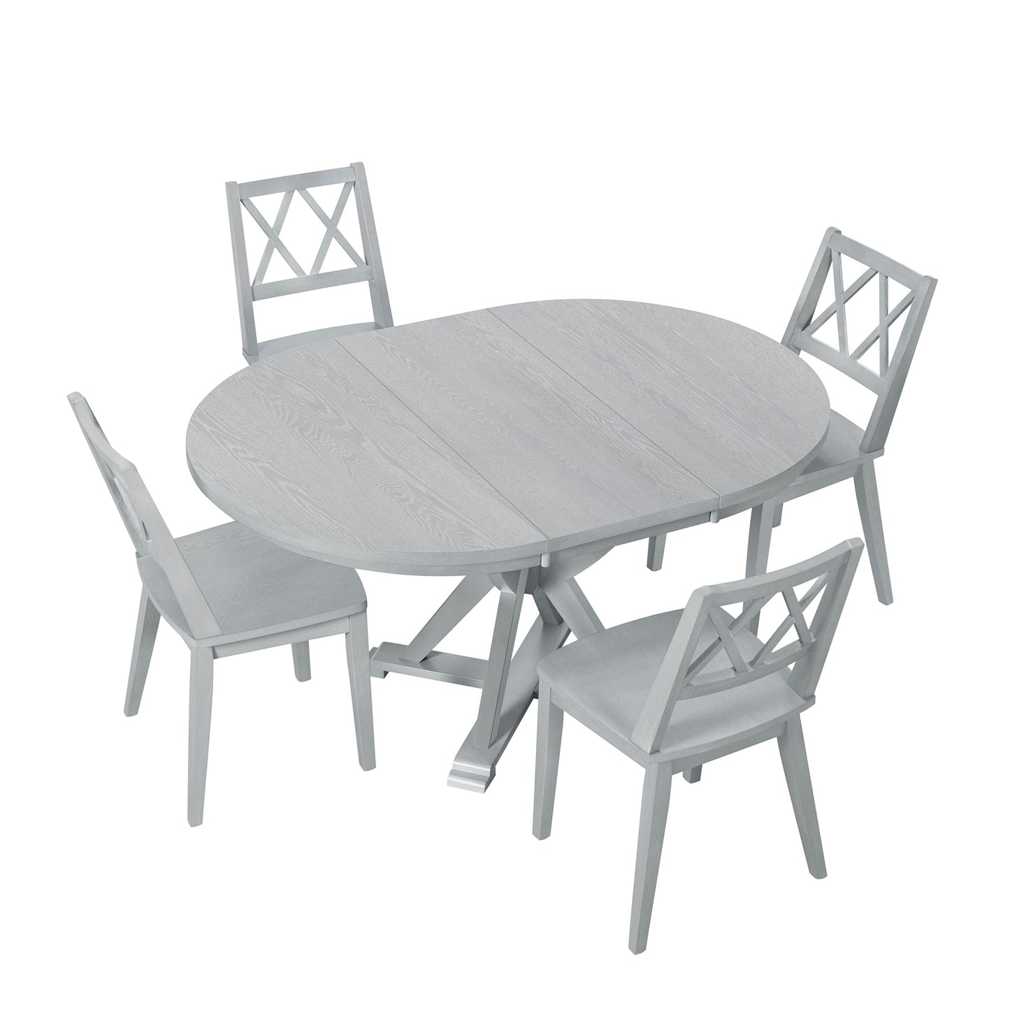 5-Piece Extendable Round Dining Table Set -
