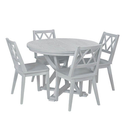 5-Piece Extendable Round Dining Table Set -