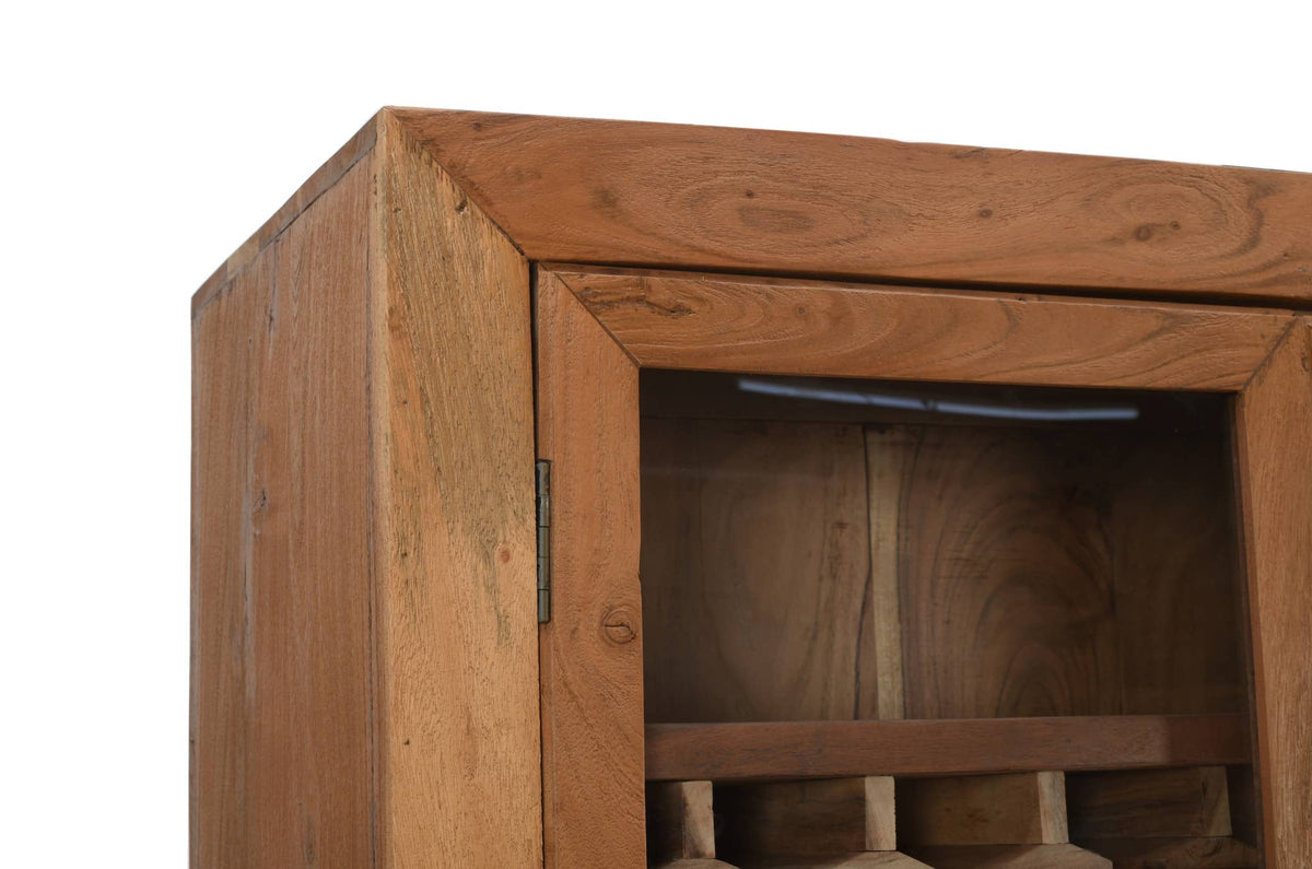 Wooden wine rack with a white background
