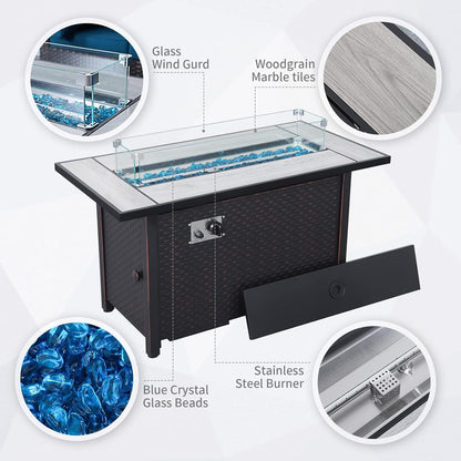 5-Piece Outdoor Patio Furniture Set With 60000 BTU Fire Pit Light Grey