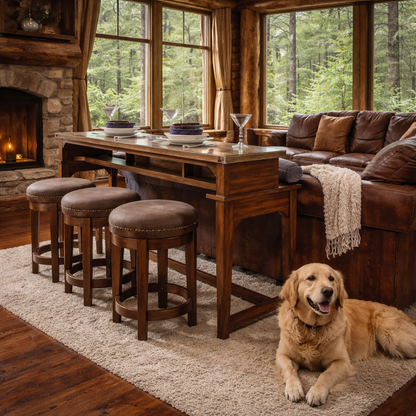 Aspen Skies Russet Brown 4 Piece Console Set (1-Console 3-Stools)