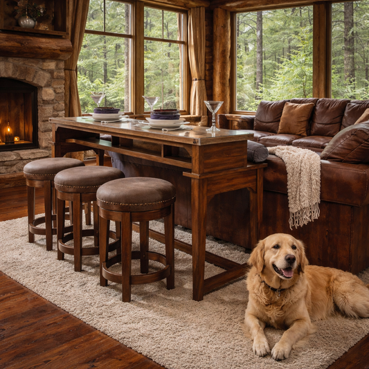 Aspen Skies Russet Brown 4 Piece Console Set (1-Console 3-Stools)