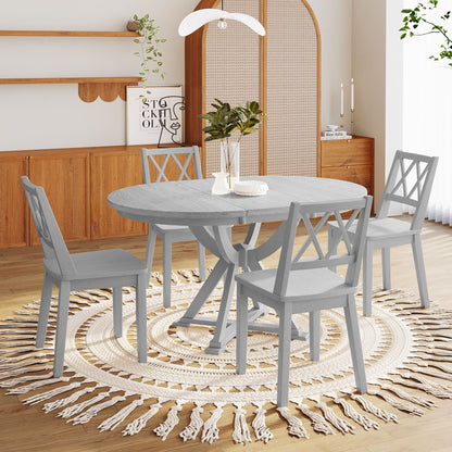 5-Piece Extendable Round Dining Table Set -