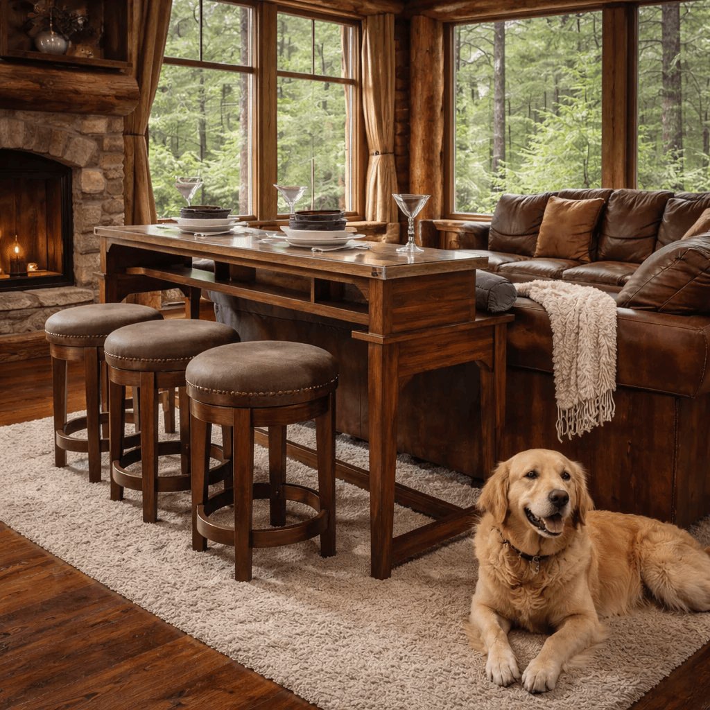 Aspen Skies Russet Brown 4 Piece Console Set (1-Console 3-Stools)