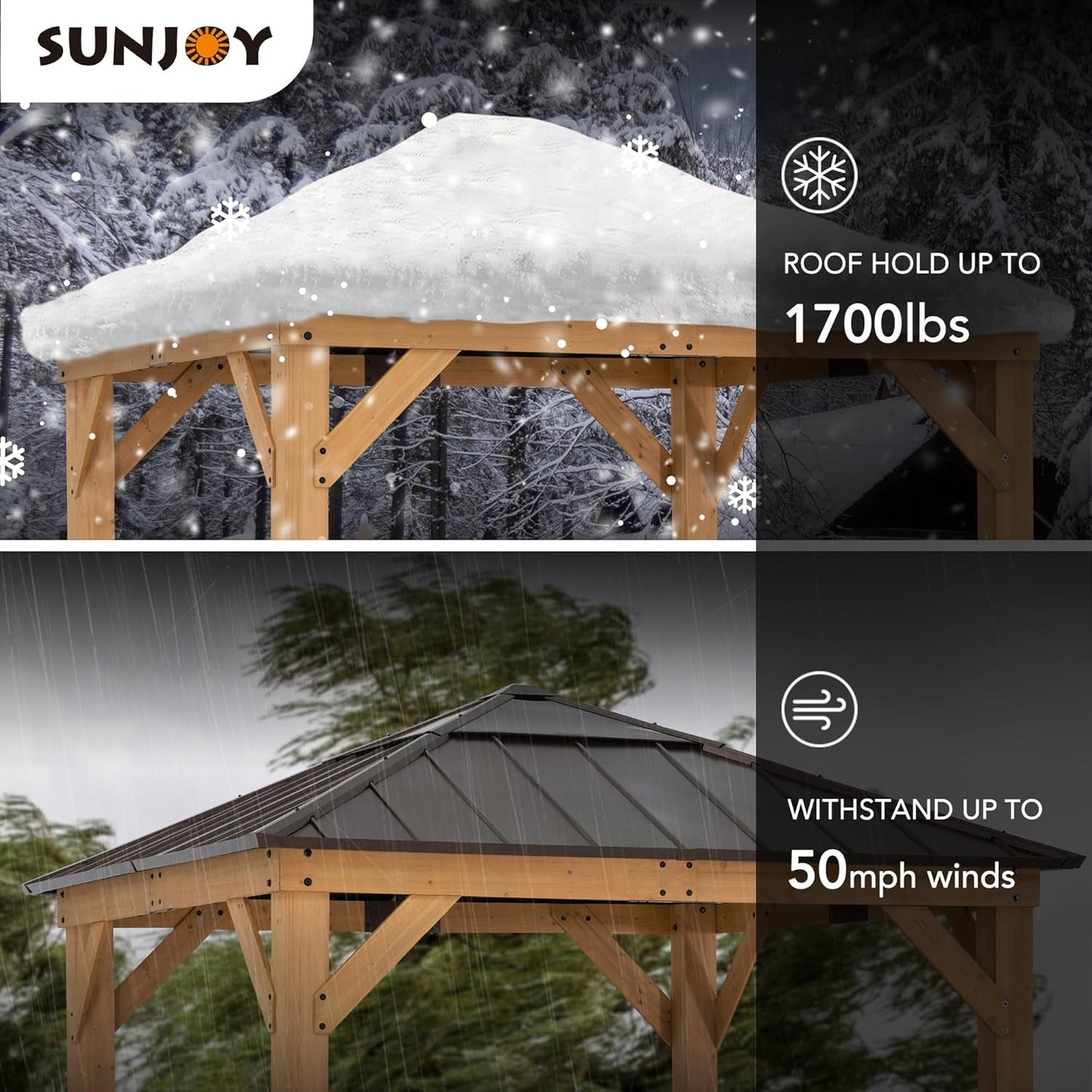 Cedar Framed Hardtop Gazebo Outdoor Patio Garden Shade