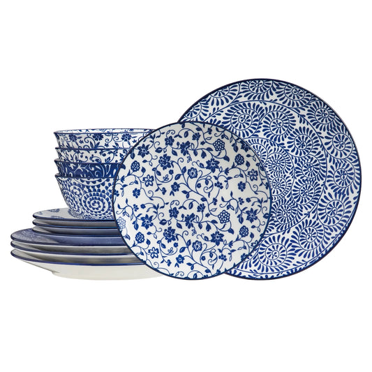 12pcs, Plates and Bowls, Dish Sets for 4 | Cozy Complete Homes