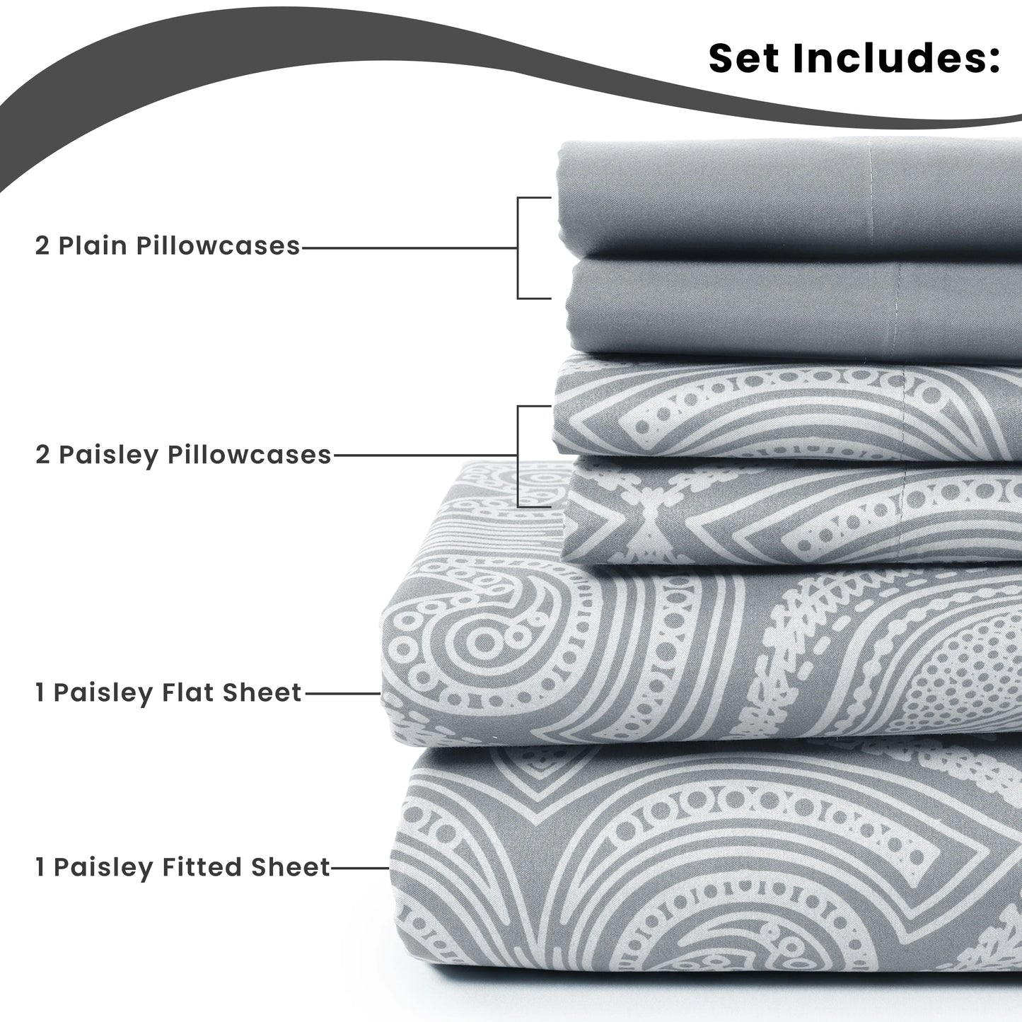 Lux Decor 6Pc Paisley Sheet Set | Cozy Complete Homes