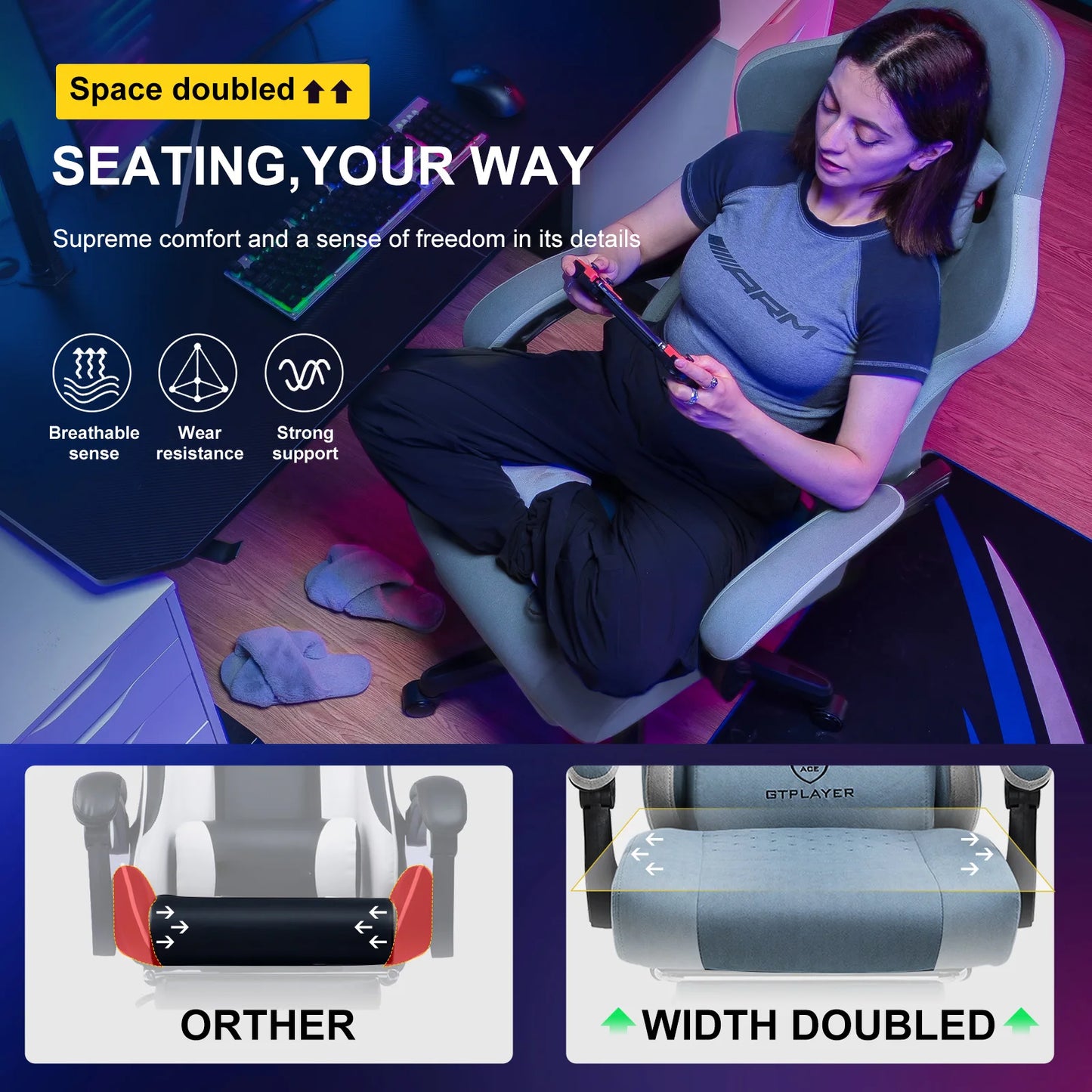 Gaming Chair with Lumbar Support & Foldable Footrest | Cozy Complete Homes