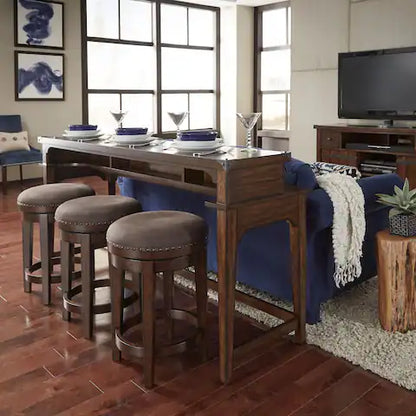 Aspen Skies Russet Brown 4 Piece Console Set (1-Console 3-Stools)