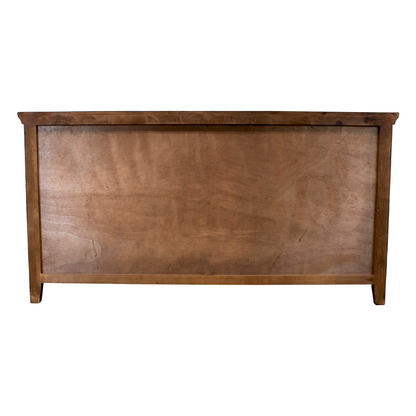 Back: Rear view of Cabana rustic TV stand showing its plain back panel and wood frame
