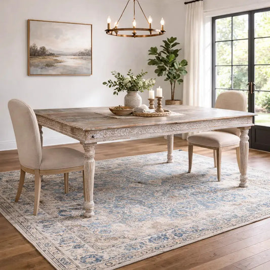 Driftwood Recycled Carved Dining Table - CozyCompleteHome.com