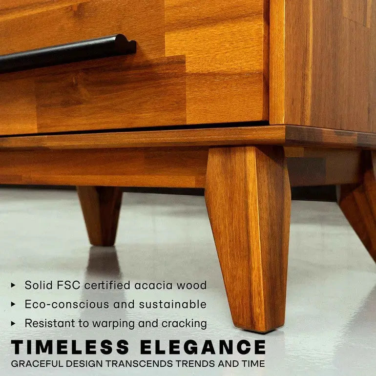 Solid Acacia Wood 5-Drawer Dresser for Timeless Elegance Megsu