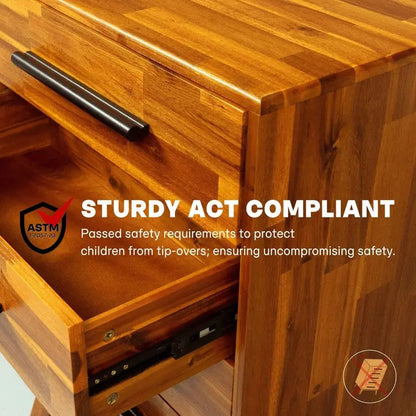 Solid Acacia Wood 5-Drawer Dresser for Timeless Elegance Megsu