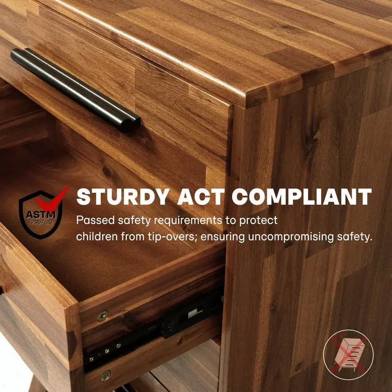 Solid Acacia Wood 5-Drawer Dresser for Timeless Elegance Megsu