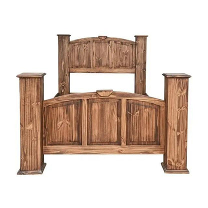 Queen Mansion Bed Medio for Your Bedroom in rustic wood finish, featuring a solid handcrafted design for elegance and durability.