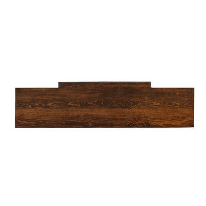 A rectangular dark brown wooden board with visible wood grain texture, shown against a plain white background.