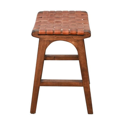 CROSSHATCHED LEATHER BARSTOOL