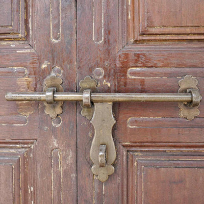 1800s Teak Wood 115 in. Tall Antique Door With Transom