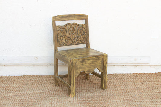 Carved Spanish Colonial Crest Chair