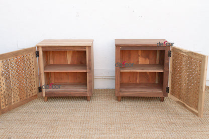 Set of 2 Reclaimed Teak Jali Nightstands