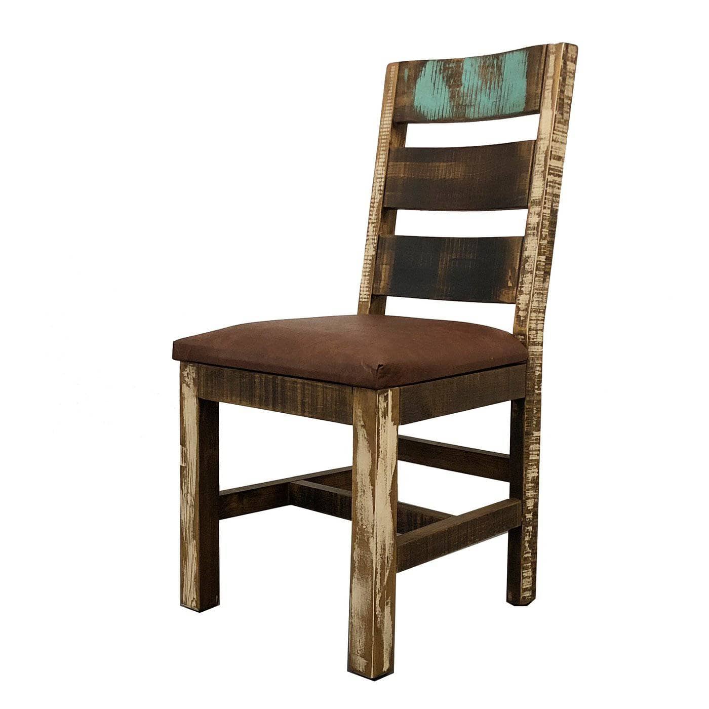 Wooden chair with a brown cushion on a white background