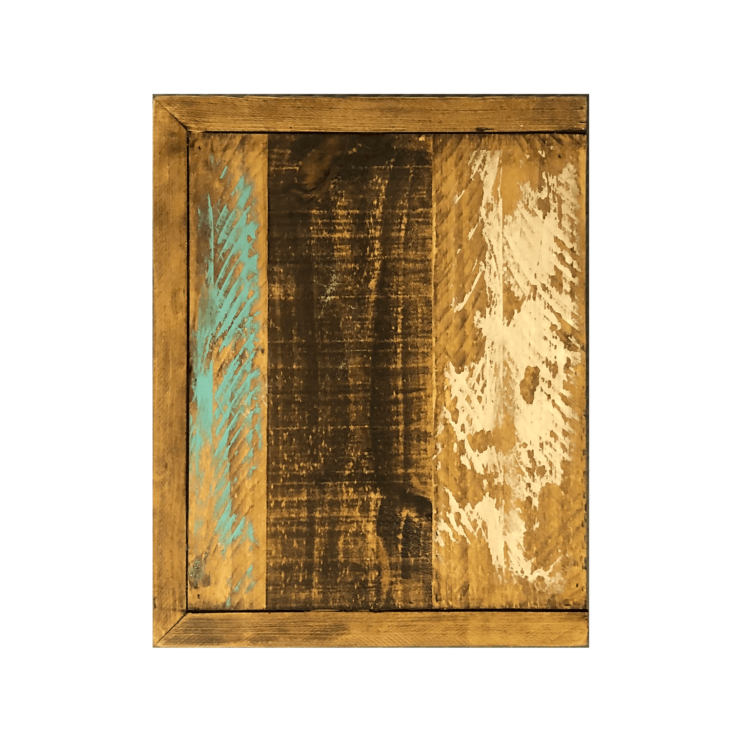 Wooden frame with textured surface on a black background
